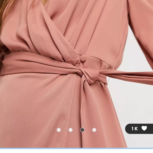 asos design collared wrap midi dress with tie belt